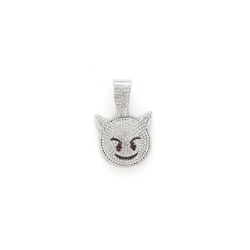 New Arrival Full Rhinestone Bling Pendant Small Evil Demon Design Mexican Chain Gold-Plated Stainless Steel Necklace Main Alloy