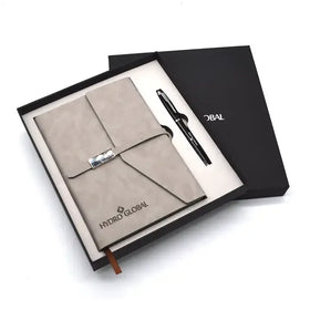 Promotional PU Leather Notebook and Pen with Customized Logo Pen Notebook Set Gift for Christmas and New Year Gifts