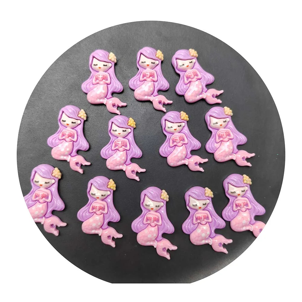 Cute Cartoon Sea Maid Princess Flatback Resin Scrapbooking DIY Jewelry Hairpin Craft Decoration Accessories