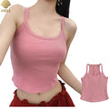 CNSHELL Custom Vest Short Length Thin Strap Slim Fit Sleeveless U-Neck Micro Rib Shirt Tank Top Women