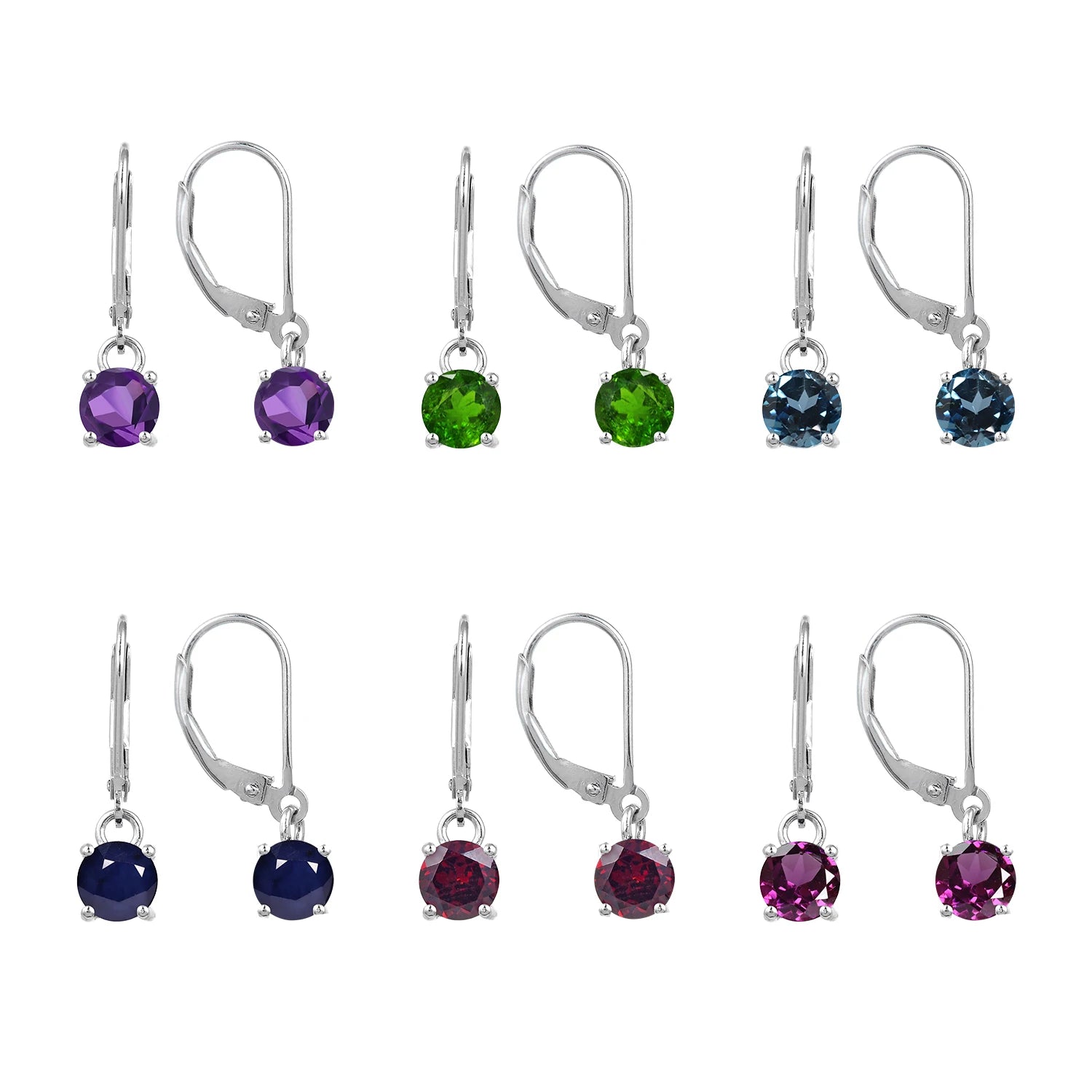 Abiding Genuine 925 Drop Earrings Jewelry Round Natural Sky Blue Topaz Earrings for Women Gift