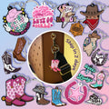 Fashion New Trendy Customizable Western Cowboy Style PVC Keychains Personalized Accessories for Gifts with Horseshoe Charms