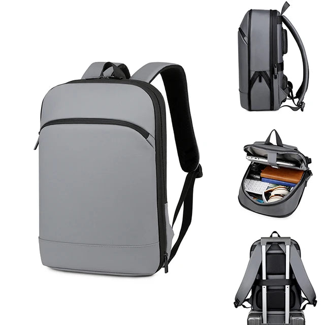 Expandable Nylon Travel Backpack with Multiple Pockets and Side Zipper Universal Size Computer Rucksack for Men
