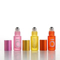 Wholesale Empty Frosted Colorful Custom Logo 5ml 10ml Steel Roller on Essential Oil Glass Bottle With Aluminum Cap