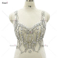 Hand-made Big Silver Crystal Rhinestone Bodice Panel for Wedding Dress WRA-802