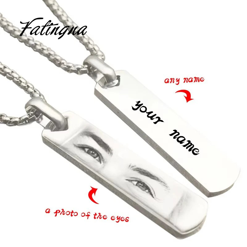 Fatingna Stainless Steel Necklace Fashion Jewelry for Women & Men Custom Rectangle Blank Bar Gold Plating Personalized Necklace