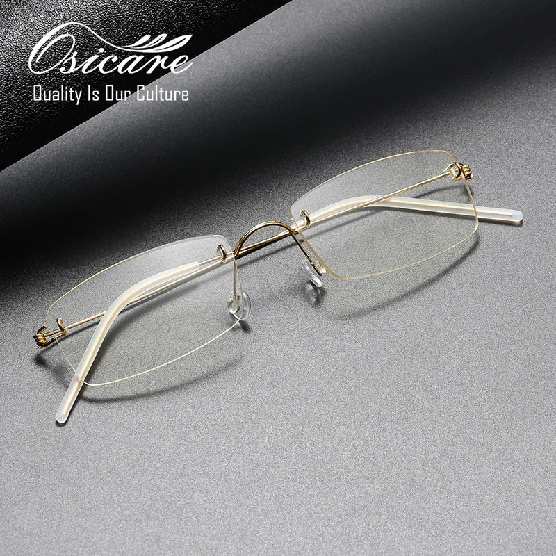 Oscare 2120 Luxury Designer Brand Print German Eyewear Eyeglasses Vintage Rimless Screwless Eye Glasses Titanium Optical Frames