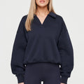 Custom Logo Breathable V Neck Pullover Sweatshirts Workout Cotton Heavyweight Oversized Cotton Fleece Hoodie for Women