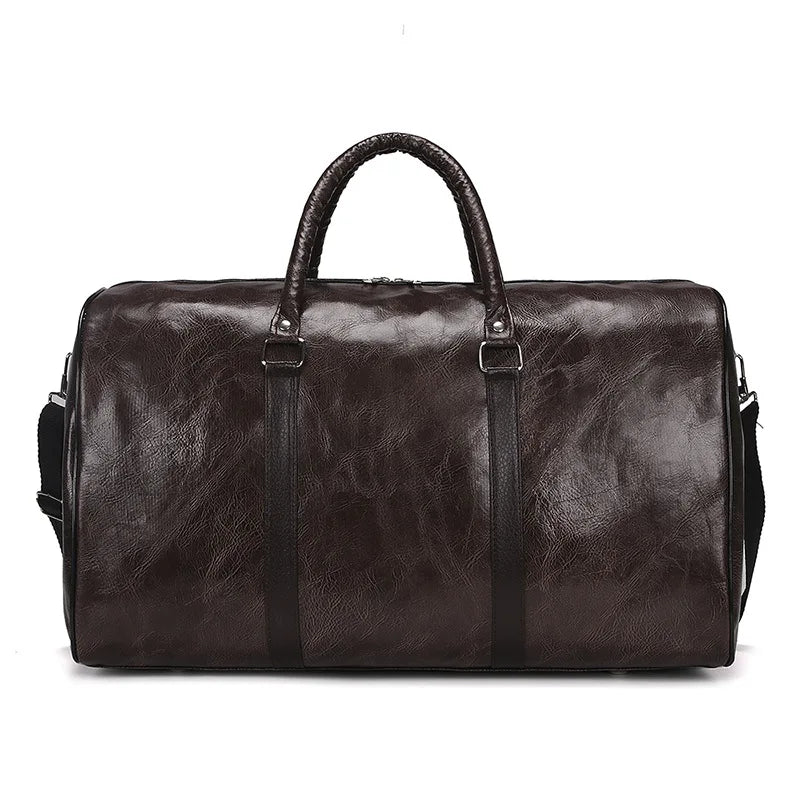 Private Label Vintage Mens Pu Leather Large Gym Bag Duffle Stylish Simple Brown Designer Vintage Style