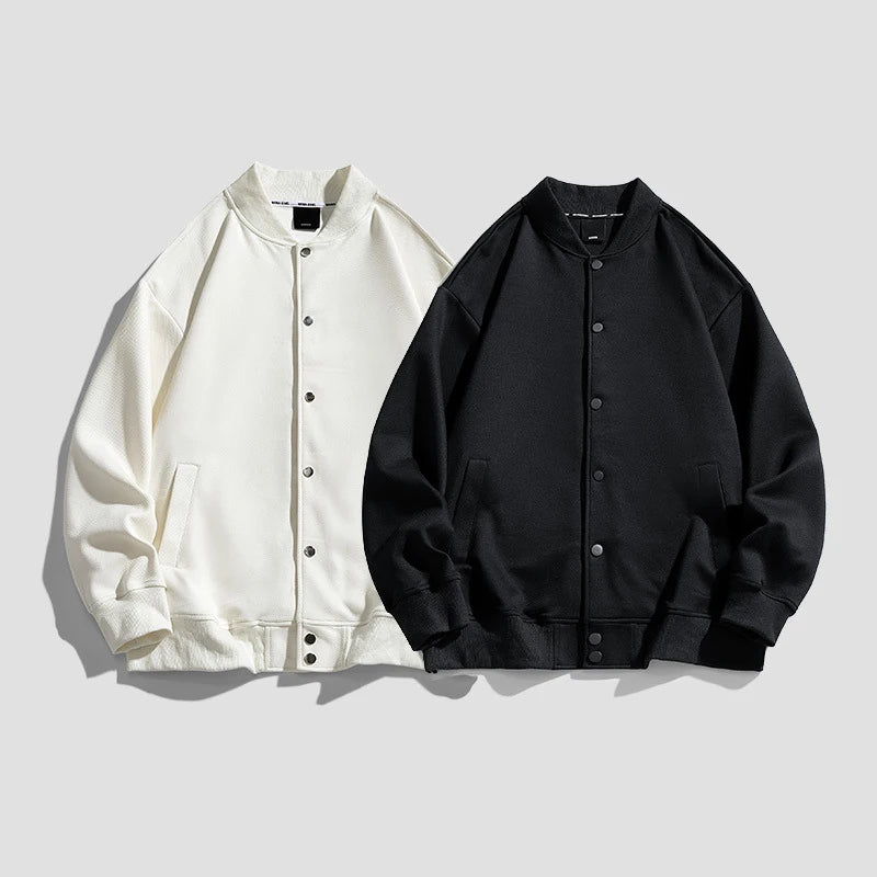 Spring and Fall Wear Knitted Poly-cotton Drop Shoulder Custom Logo Loose Casual Baseball Varsity Jacket