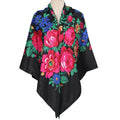 2025 New Style Customized Size 110X110CM Acrylic Russian Print Floral Scarf Square Head Wrap for Women for Autumn