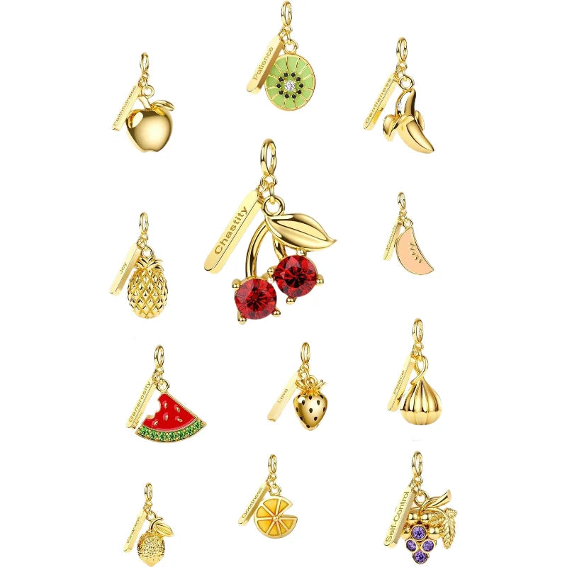 Diy Handmade Necklace Bracelet Stainless Steel Zircon Accessories Gold Multi-Style Geometric Fruit Pendant for Jewelry Making