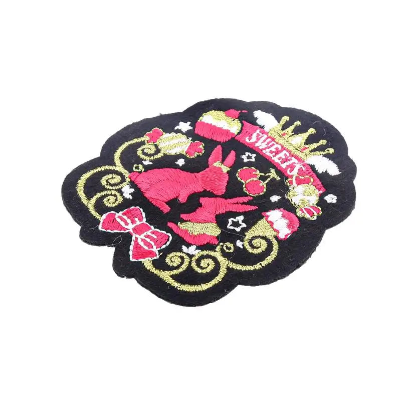 Pink Marry Rabbit Magician Hand Embroidery Brooch Badges Clothing Bullion Wire Fashion Jacket Embroidered