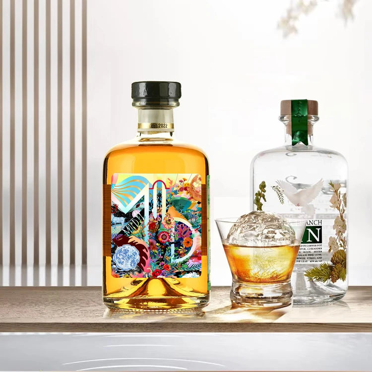 Customized Luxury 500ml 750ml Extra Flint Glass Bottle High Quality Empty Wine Vodka Rum Brandy Whisky Alcohol Screen Printing