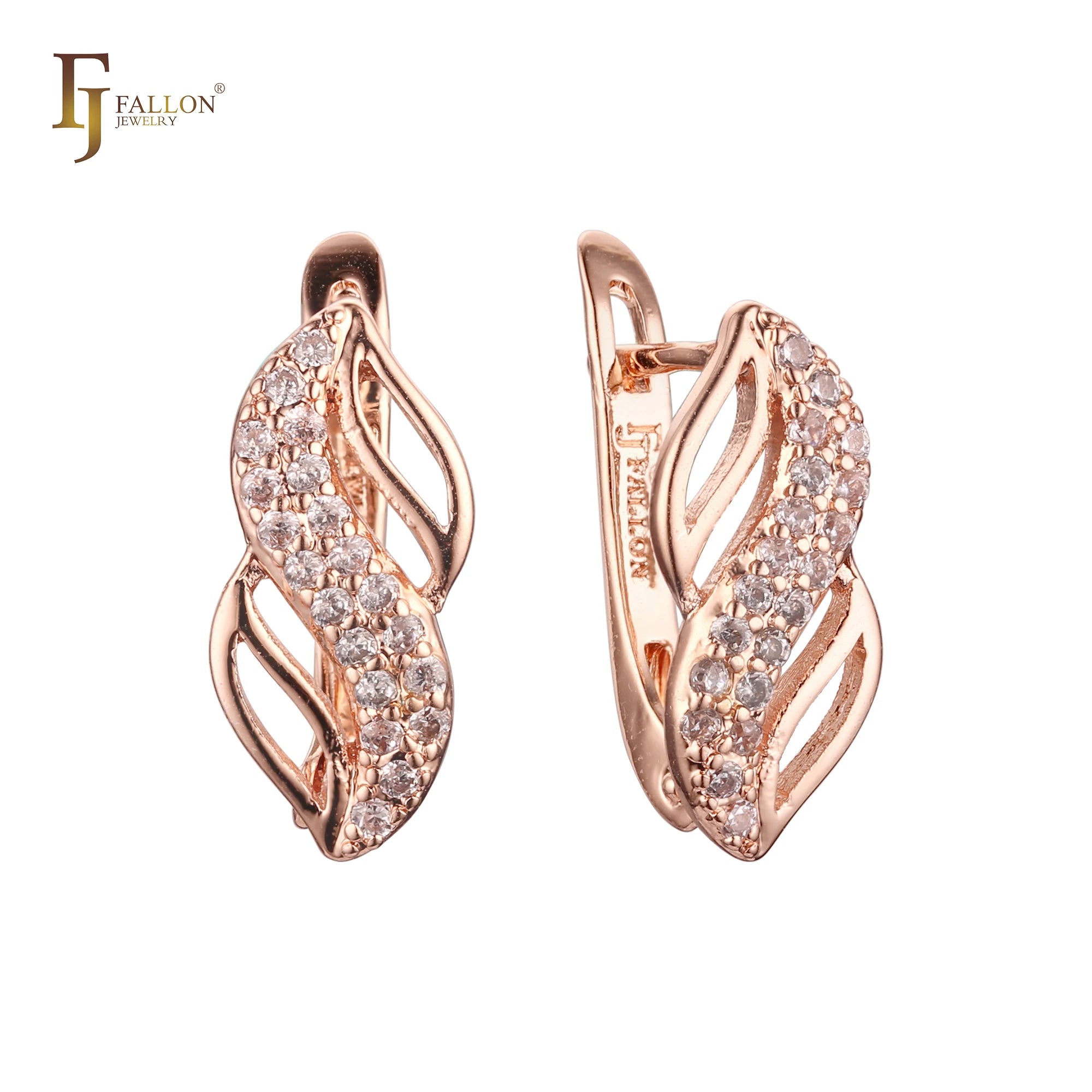 FJ Fallon Fashion Jewelry Clip-On Earrings Plated in Rose Gold Brass Based