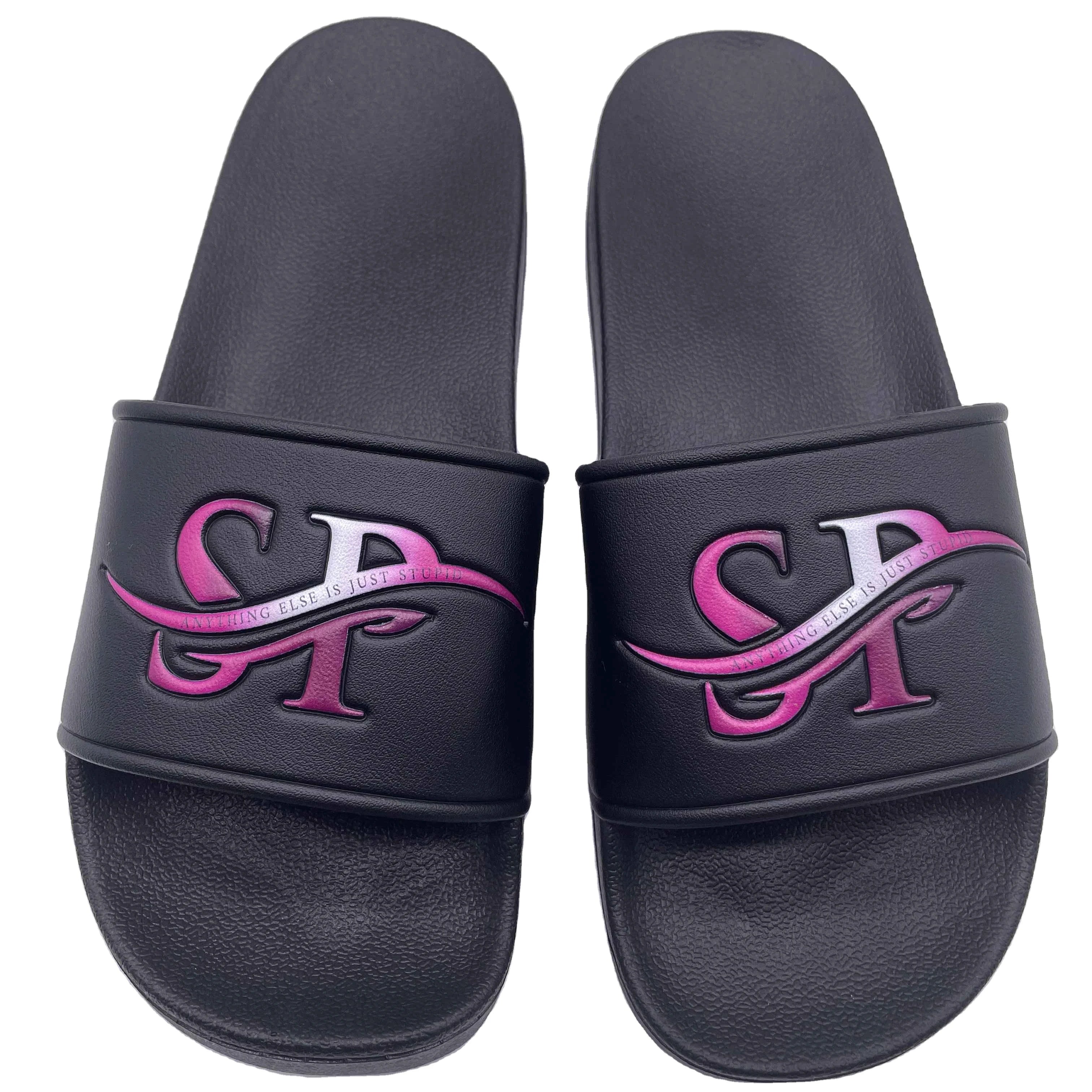 Super Soft Summer Slides Custom Logo Beach Footwear with Open Toe Plus Size Sandals with Customized Boxes