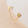 Small Zircon Butterfly Shape Double Studs Earings 925 Sterling Silver Gold Plated Chain Earrings Fashion Jewelry for Women
