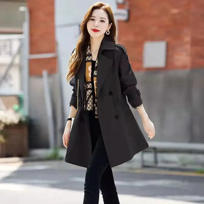 S-3XL  Spring and Autumn New Fashion Women's Long Windbreaker Khaki Coat Fashion Elegant Coat