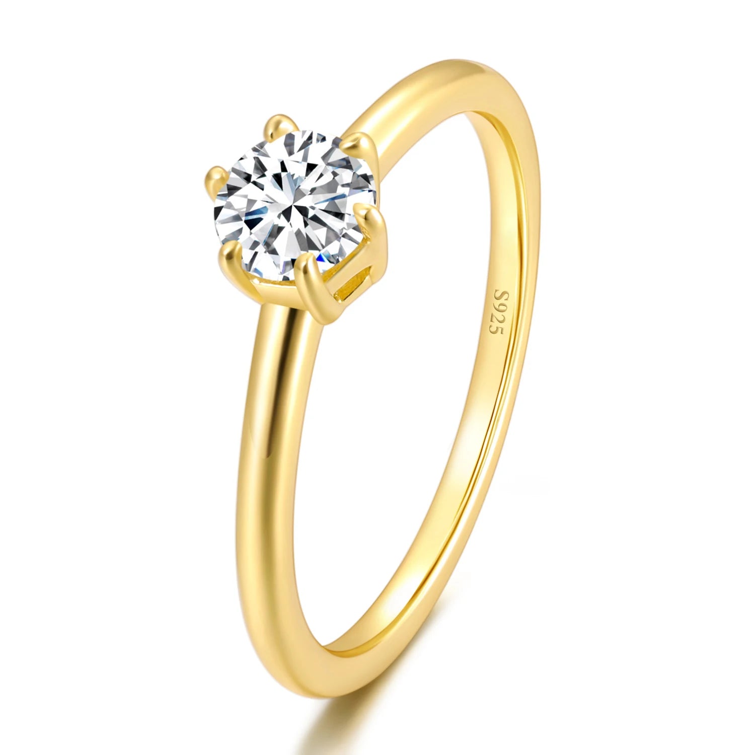 Somen 0.5ct 14k Gold Plated Moissanite Rings Women Fashion Sterling Silver Minimalist Jewelry Wedding Mossinate Diamond Ring