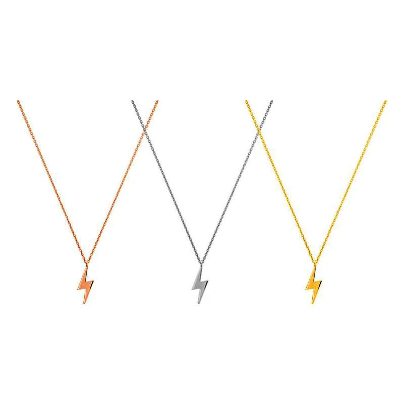 Tiny Lightning Bolt Pendant 14K 18K Yellow Gold Lightning Jewelry Necklaces Gold Lightning Charm Energy Necklace Gift for Her