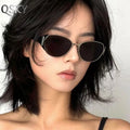 2025 High Quality Retro Fashion Simple Eyewear Women Glasses Female Gafas De Sol Mujer Metal Frame Oval Sunglasses Women