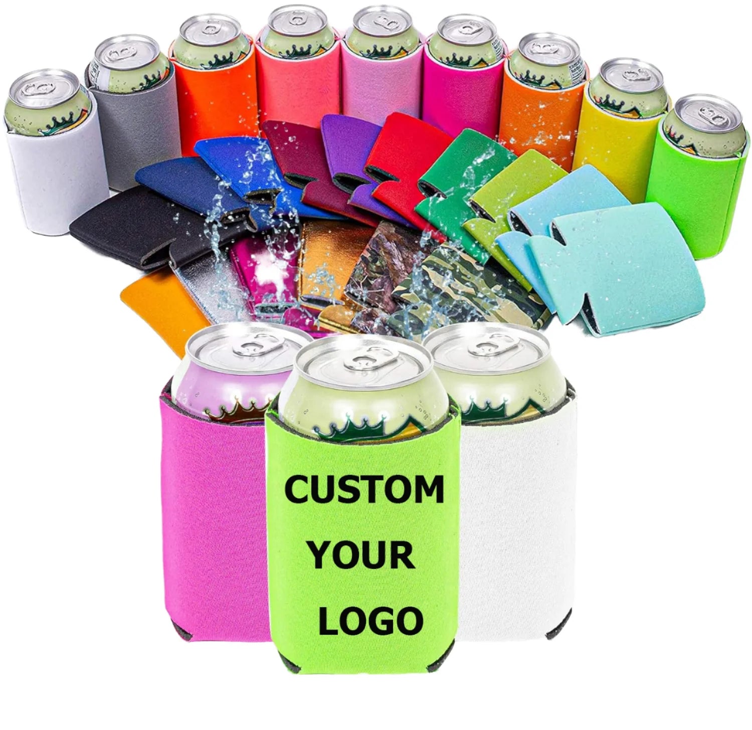 Custom Insulated Thermal Neoprene Beverage Can Cooler & Beer Bottle Sleeve with Letter Pattern Coozy