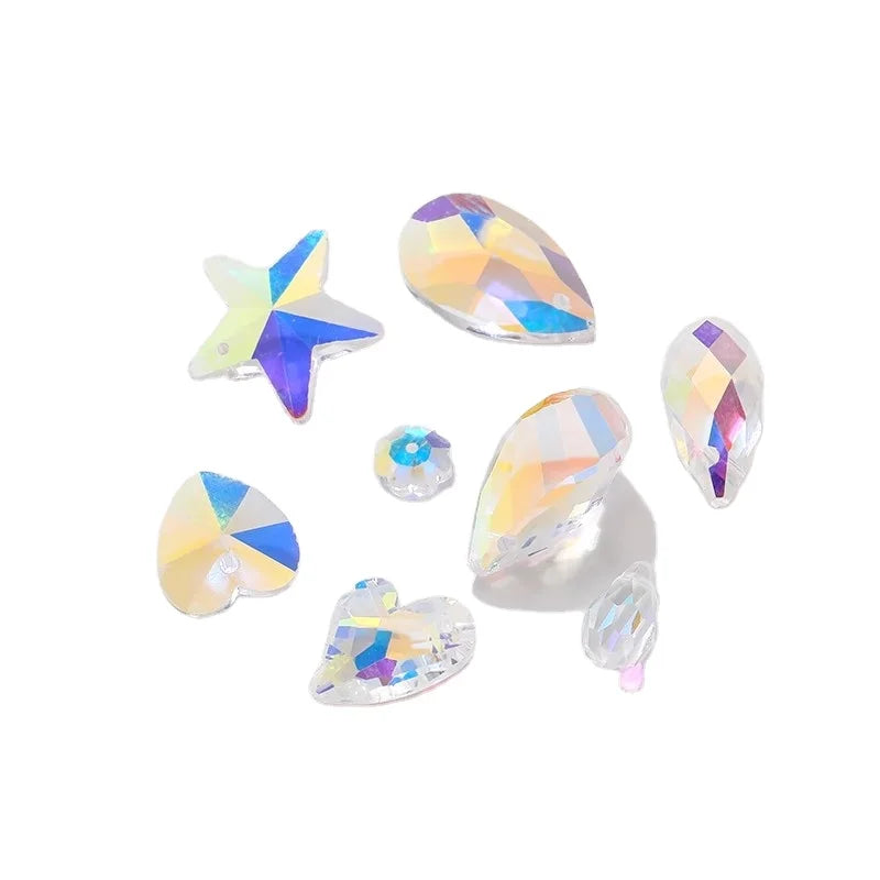 Mix Size Rainbow AB Colorful Non Hotfix K9 Crystal Lampwork & Glass Round Rhinestone Seed Beads for DIY Decorations