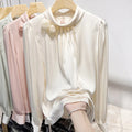 Boutique Wholesale 2026 Spring Design Sense French Minority Style New Standing Collar Flower Long Sleeve Women's Shirt