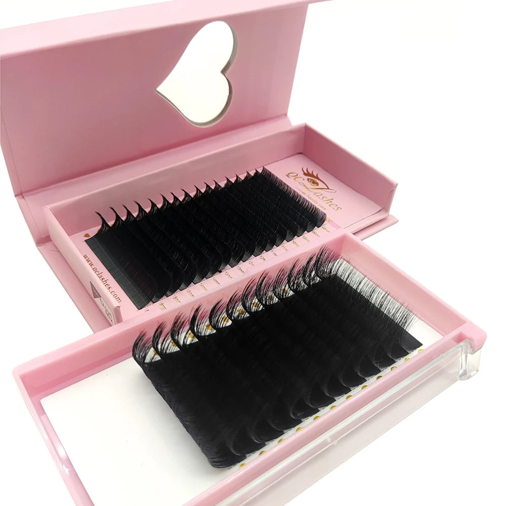 Custom logo Lash Trays Wholesale Easy Fan Volume Eyelash Extensions Dark Matte Black Velvet Cashmere Lash Extension Supplies