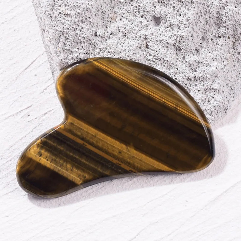 Diy OEM Natural Stone Yellow Tiger's Eye Jade Guasha Board and Jade Gua Sha Healing Tool with Custom Logo