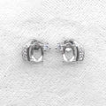 Sterling Silver 5*7mm Semi Mount Stud Earrings Empty Frame Support Blank Setting S925 Base Without Center Stone for DIY Inlay
