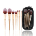 Gold Synthetic Hair Eco-friendly 7-Piece Makeup Brush Set with Black Zipper Case for Mascara & Eyeliner