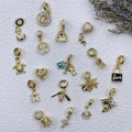 CZ9070 European Gold Large Hole Bail Bead With Tree Turtle Bear Purse Bag Tea Milk Coffee Mug Cup Dangle Charms Pendants