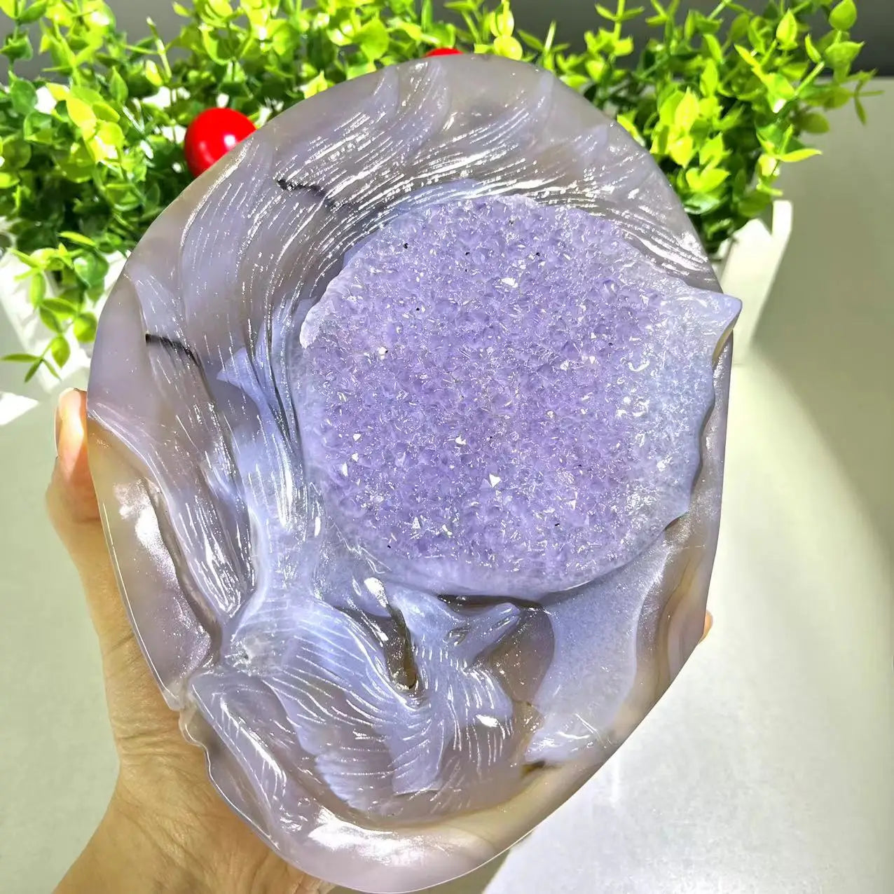 Factory Price  Natural Gemstone Crystal Cluster Amethyst Nine Tailed fox Cluster Carving