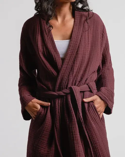 4 Layer Cotton Muslin Kimono Bathrobe -Women Adult Lady Muslin Bathrobe for Home Used