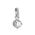 Elegance 925 Sterling Silver Claw Setting 1 Carat Round Zircon Pendant for DIY Jewelry Making Supplies