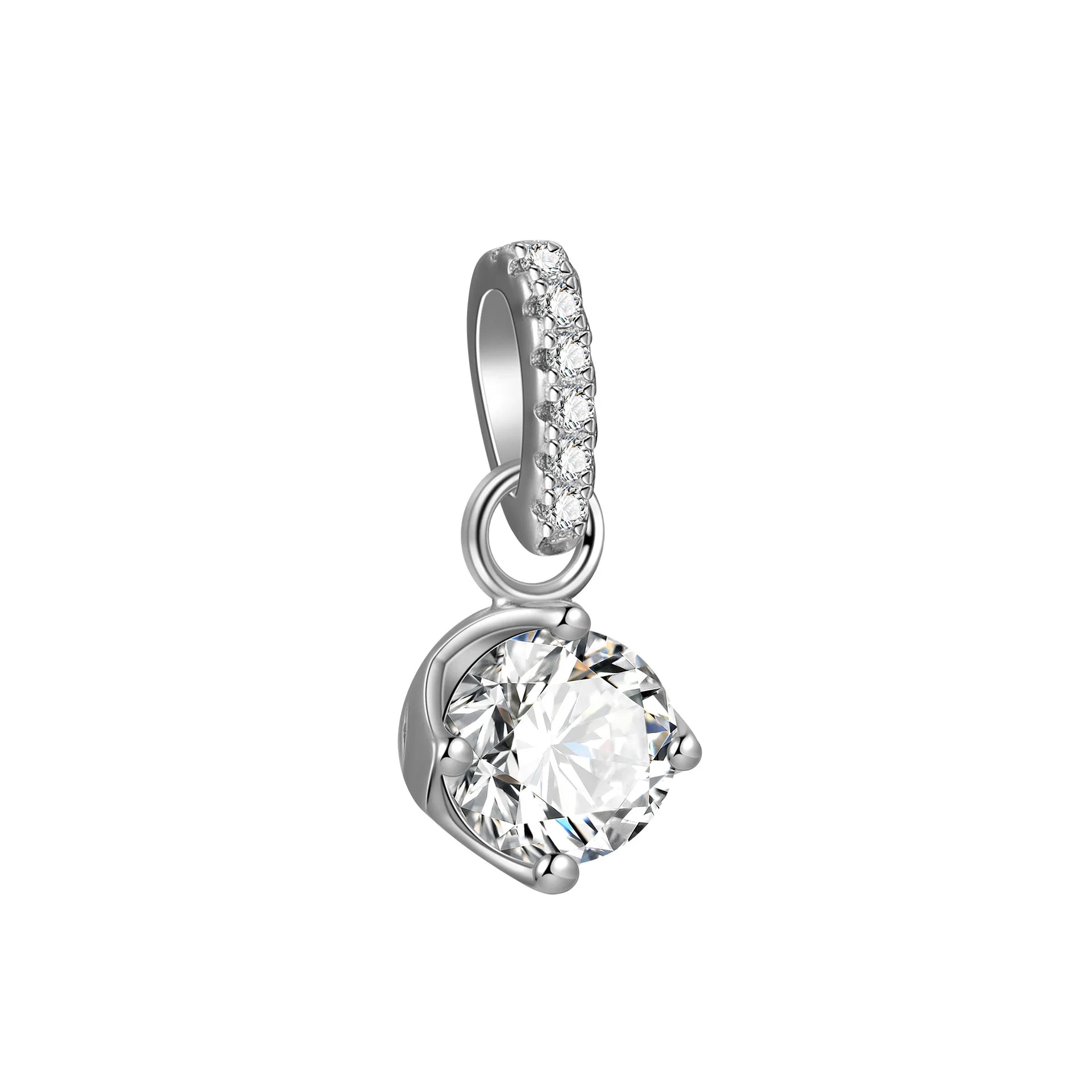 Elegance 925 Sterling Silver Claw Setting 1 Carat Round Zircon Pendant for DIY Jewelry Making Supplies
