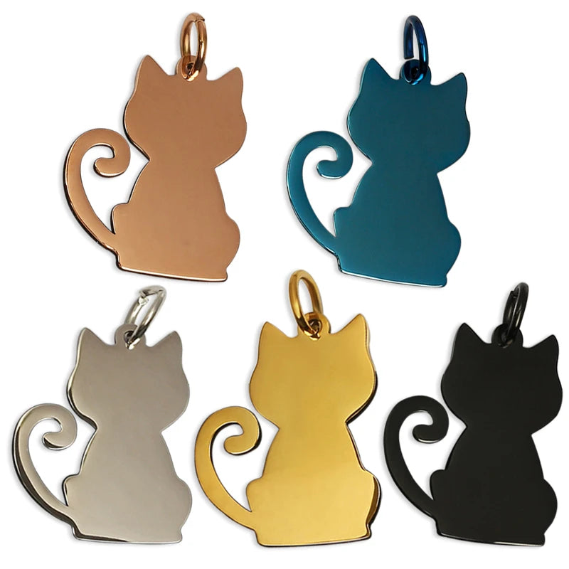 Factory Stainless Steel Pet cat Shaped ID Tag Anti Loss Dog Tag Titanium Steel Pendant Advertising Gift Engraved Dog Tag