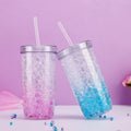 Wholesale Double Walled Tumbler Cups Coffee Mug Plastic Water Bottles Glitter Tumbler Drink Bottle with Straw and Lid