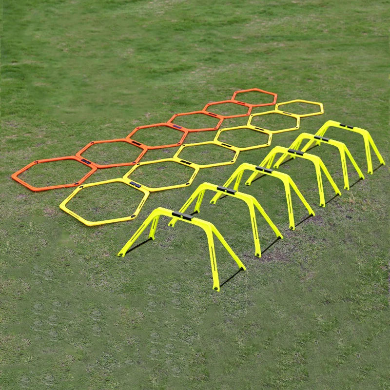 Foldable Hexagonal Agility Rings Set for Soccer and Basketball Speed Training Hurdle Obstacle Ring Ladder