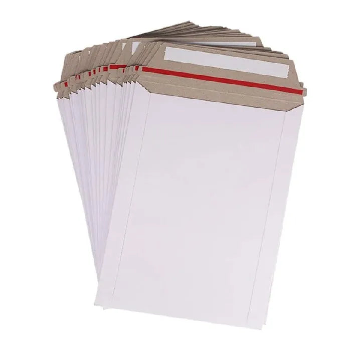 Customized Printed logo Photo Document Self-Seal White Hard Cardboard Mailer Envelope Rigid Envelope for Office