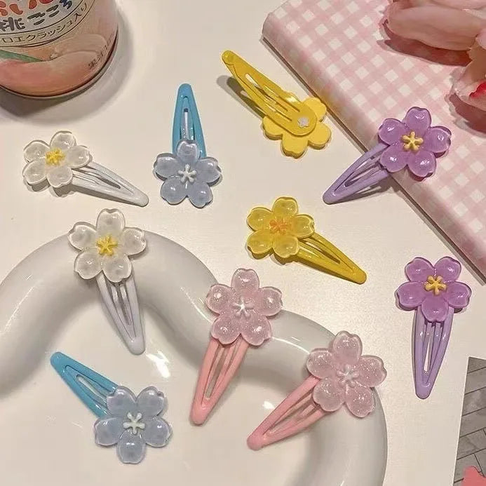 Hot Selling Cute Chroma Series Sakura Resin BB Hairpins Elegant Hair Clips for Children Wholesale Sweet Elegant Elegant Elegant
