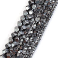 AsVrai U Natural AA+ Black Hematite Stone 8 Face Faceted Loose Spacer Beads for Jewelry Making Bracelet Handmade 15''