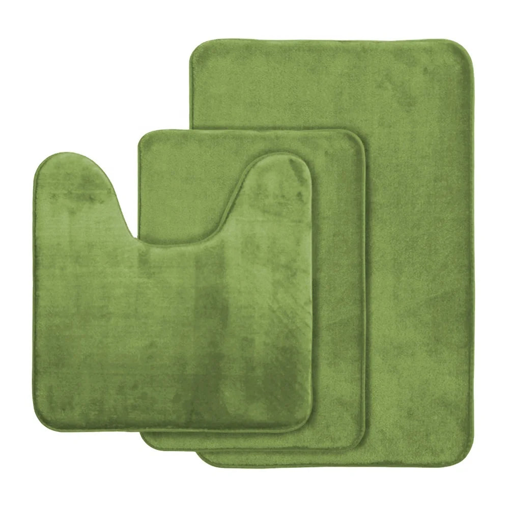 FMT Soft Comfort Non-Slip Flannel Memory Foam Bath Mats Solid Pattern Modern Design Lightweight Machine Made Eco-Friendly PVC