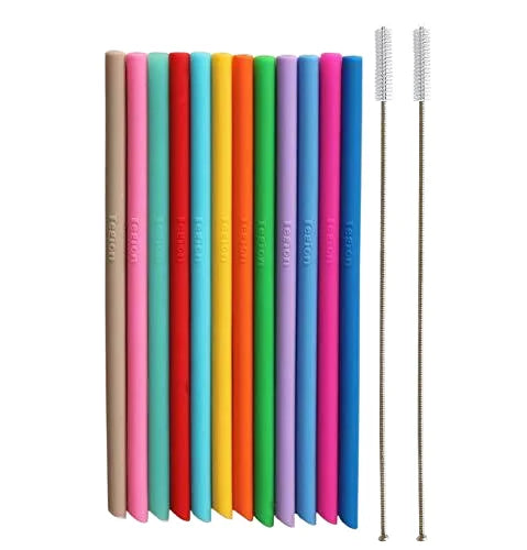 Custom Food Grade Extra Long Flexible BPA Free Rubber Durable Reusable Cup Silicone Drinking Straw for Water Bottle Tumblers