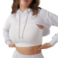 Wholesale Custom Logo Super Cropped Hoodie for Women Ribbed Cuff Long Sleeve Women's Hoodie With Drawstring