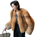 Jancoco Luxury Whole Skin Women Winter Fur Coat Cropped Red Fox Fur Coat