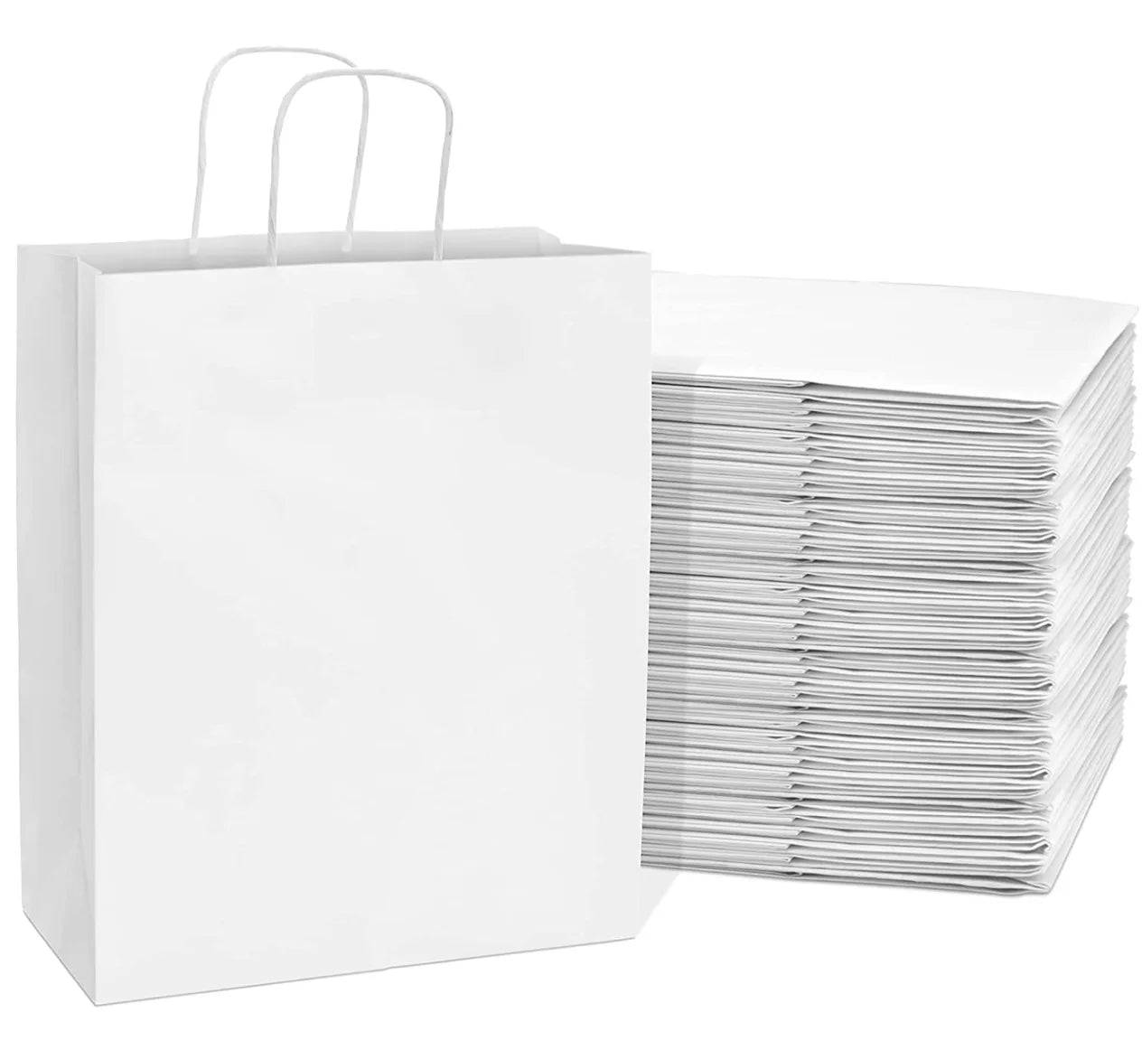 White Kraft Paper Bags with Handles