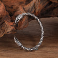 Customized High Repurchase Rate Open Bangle Wristband Curved Crow Viking Charm Stainless Steel Men's Bangle