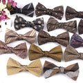 Men's Brown Polyester Jacquard Bow Tie and Cravat Casual Collar with Butterfly Knot for Wedding and Party